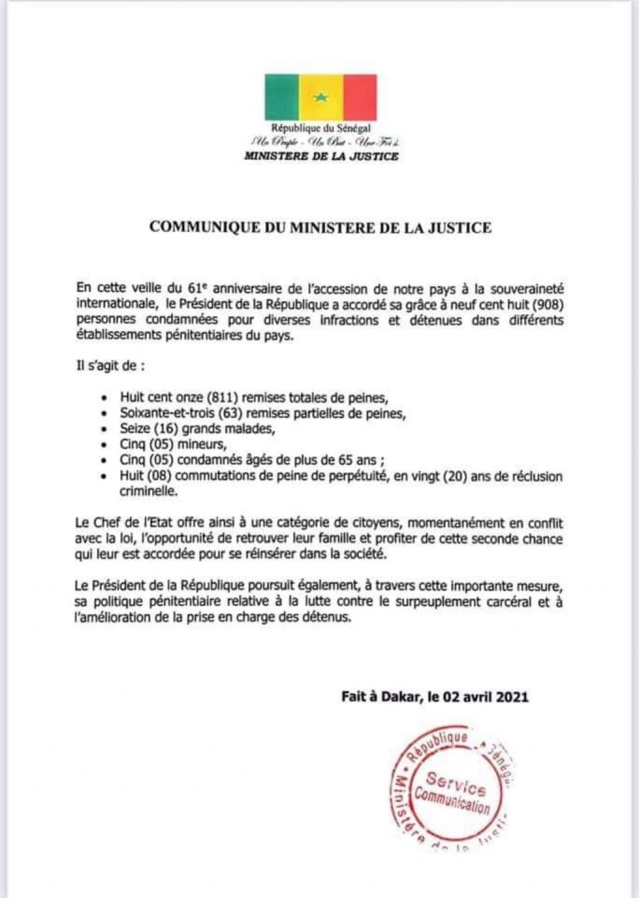 908 détenus gaciés...