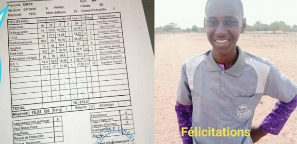 L'élève Daye Bâ obtient une moyenne de 18/20... Il marche 10 km chaque jour pour aller à école... L'élève Daye Bâ obtient une moyenne de 18/20... Il marche 10 km chaque jour pour aller à école...