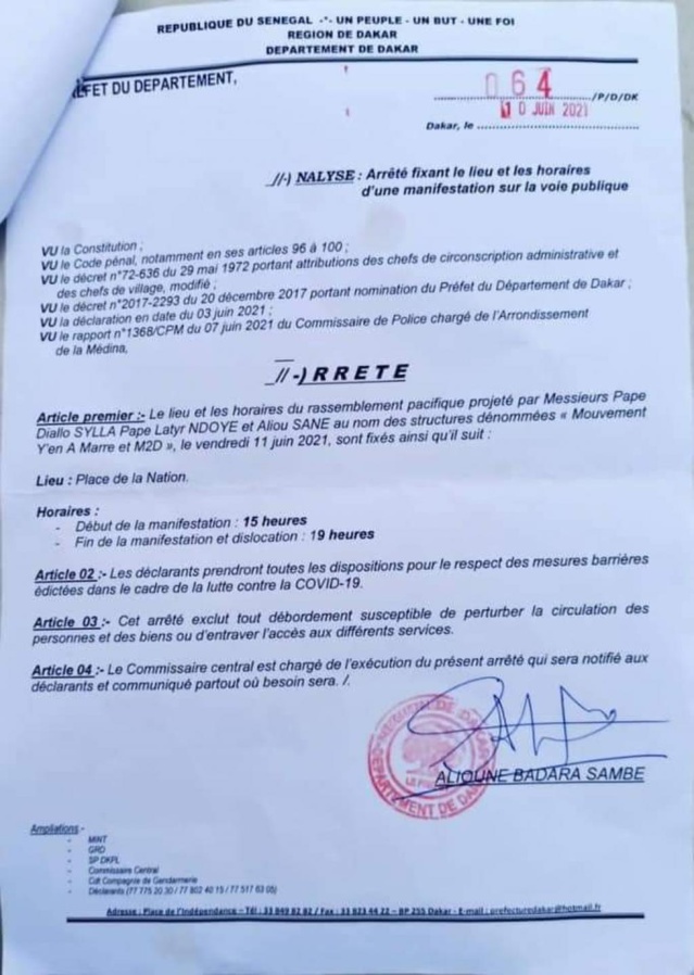 Le rassemblement du M2D autorisé ! Le rassemblement du M2D autorisé !