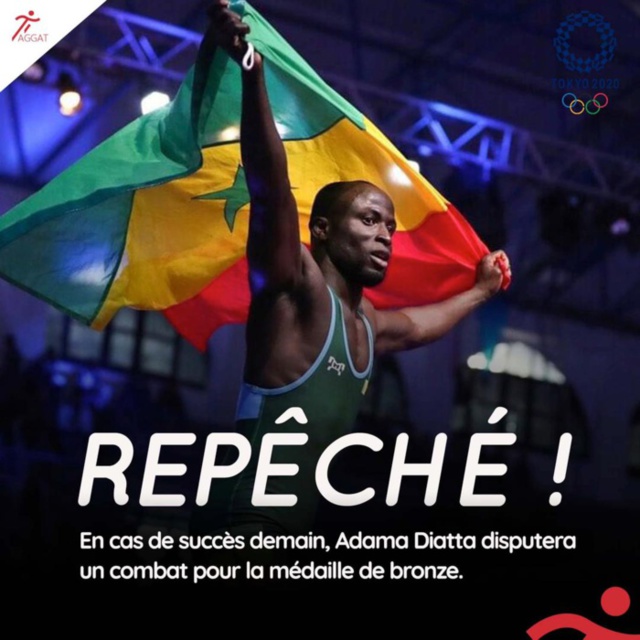 Tokyo 2020: Adama Diatta repêché en lutte, à deux combats de la médaille de Bronze Tokyo 2020: Adama Diatta repêché en lutte, à deux combats de la médaille de Bronze