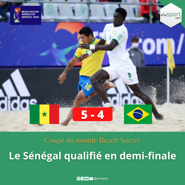 Mondial de Beach Soccer : le Sénégal sort le Brésil et se qualifie en demi-finales