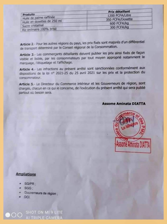 Flambée des denrées- Voici les prix fixés par l'Etat!