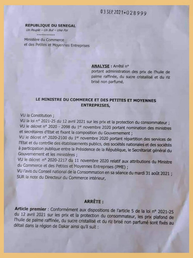 Flambée des denrées- Voici les prix fixés par l'Etat! Flambée des denrées- Voici les prix fixés par l'Etat!