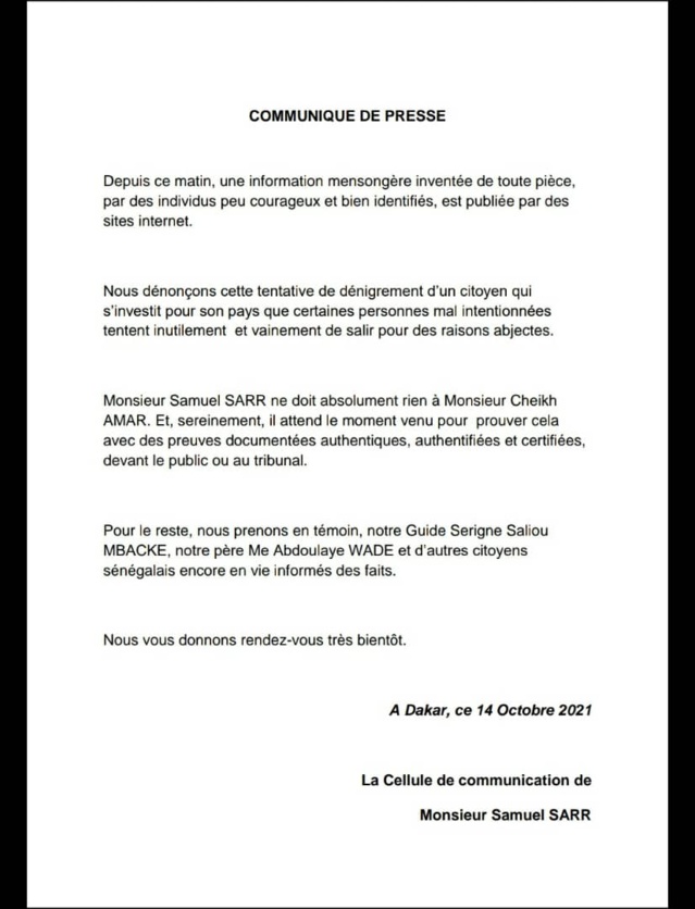 Supposé contentieux de 2 milliards entre Cheikh Amar et Samuel Sarr, Abdoulaye Wade cité...L'ancien ministre de l'Energie dément Supposé contentieux de 2 milliards entre Cheikh Amar et Samuel Sarr, Abdoulaye Wade cité...L'ancien ministre de l'Energie dément