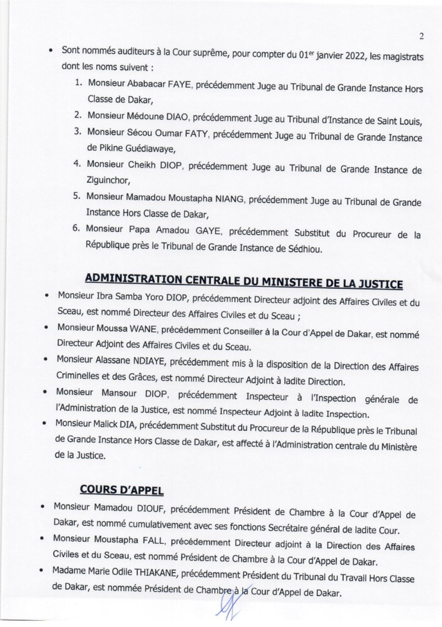 VASTE CHAMBOULEMENT À LA MAGISTRATURE- Voici l'intégralité des nominations VASTE CHAMBOULEMENT À LA MAGISTRATURE- Voici l'intégralité des nominations