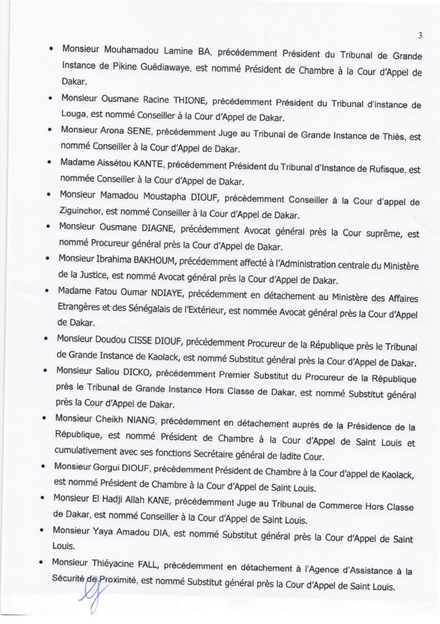 VASTE CHAMBOULEMENT À LA MAGISTRATURE- Voici l'intégralité des nominations VASTE CHAMBOULEMENT À LA MAGISTRATURE- Voici l'intégralité des nominations