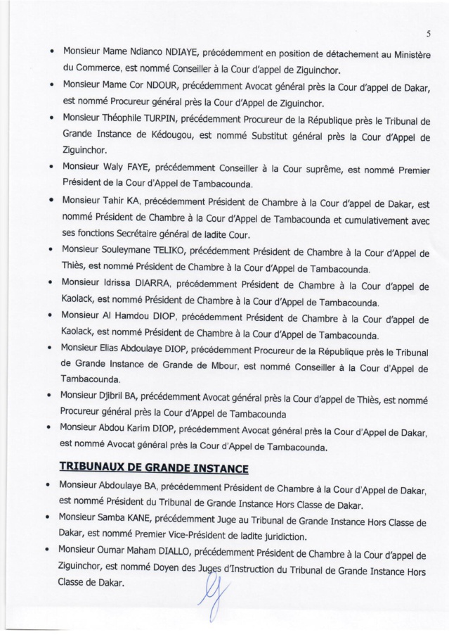 VASTE CHAMBOULEMENT À LA MAGISTRATURE- Voici l'intégralité des nominations VASTE CHAMBOULEMENT À LA MAGISTRATURE- Voici l'intégralité des nominations