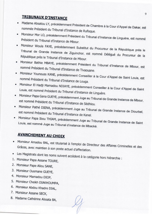 VASTE CHAMBOULEMENT À LA MAGISTRATURE- Voici l'intégralité des nominations VASTE CHAMBOULEMENT À LA MAGISTRATURE- Voici l'intégralité des nominations