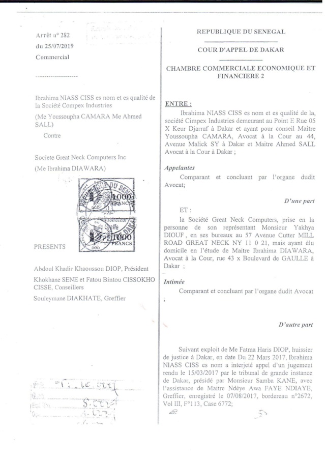 Voici le document qui confirme la condamnation de Baye Ciss par la Cour d'Appel de Dakar ! Voici le document qui confirme la condamnation de Baye Ciss par la Cour d'Appel de Dakar !