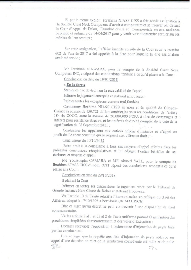 Voici le document qui confirme la condamnation de Baye Ciss par la Cour d'Appel de Dakar ! Voici le document qui confirme la condamnation de Baye Ciss par la Cour d'Appel de Dakar !