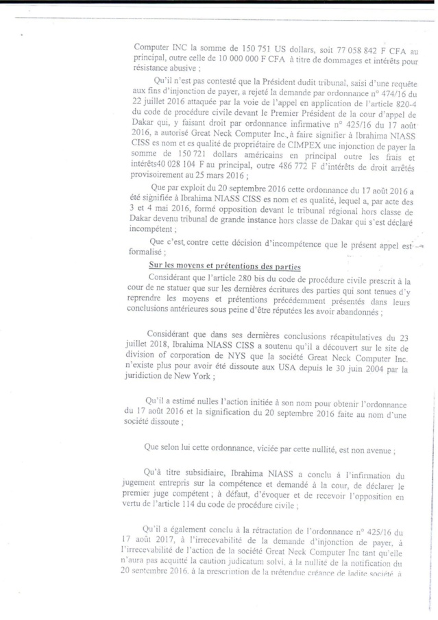 Voici le document qui confirme la condamnation de Baye Ciss par la Cour d'Appel de Dakar ! Voici le document qui confirme la condamnation de Baye Ciss par la Cour d'Appel de Dakar !