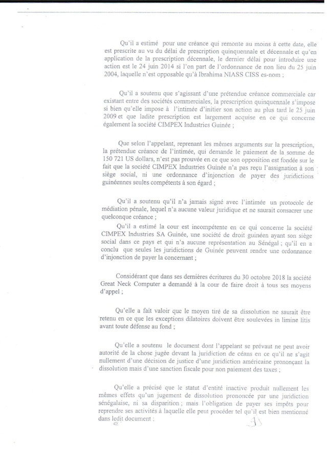 Voici le document qui confirme la condamnation de Baye Ciss par la Cour d'Appel de Dakar ! Voici le document qui confirme la condamnation de Baye Ciss par la Cour d'Appel de Dakar !