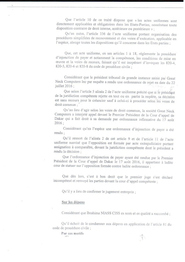 Voici le document qui confirme la condamnation de Baye Ciss par la Cour d'Appel de Dakar ! Voici le document qui confirme la condamnation de Baye Ciss par la Cour d'Appel de Dakar !