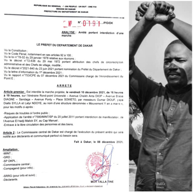 Marche pour dénoncer l’instrumentalisation de la justice : la manifestation de « Y en marre » interdite Marche pour dénoncer l’instrumentalisation de la justice : la manifestation de « Y en marre » interdite