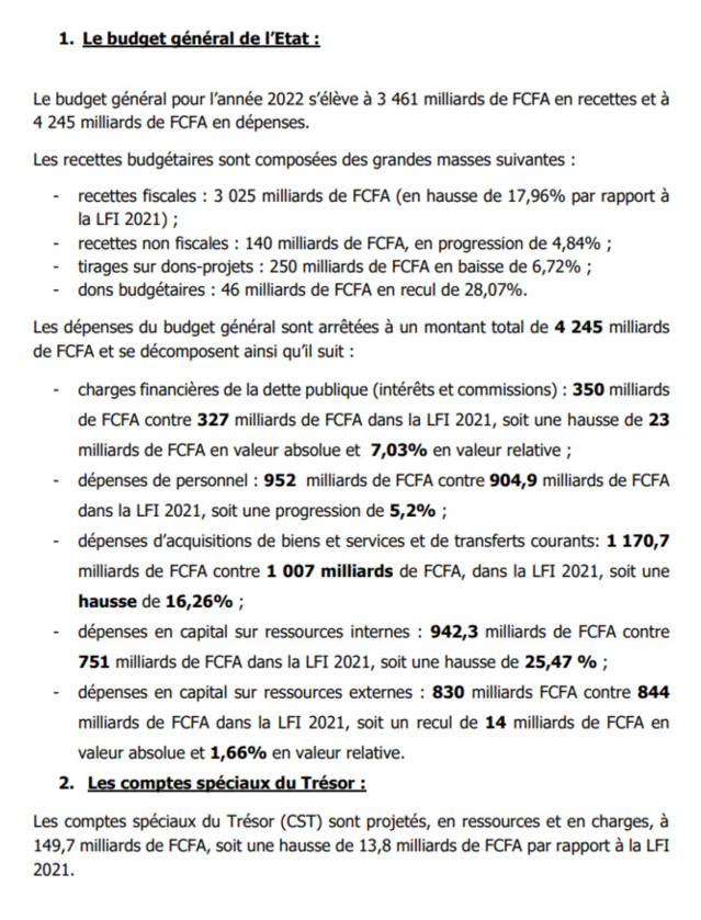 L'économie du projet de Loi de Finances 2022: Ce que prévoit de réaliser la Douane sénégalaise (Document)