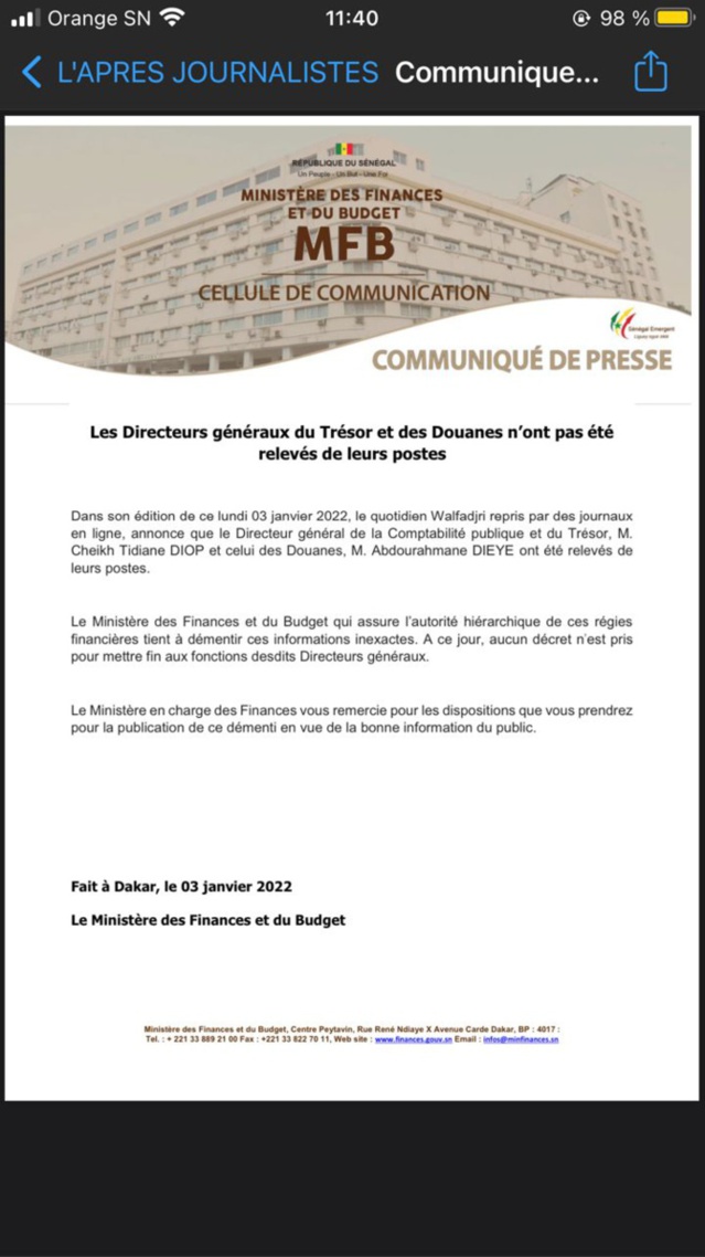 Fake news sur son départ: Le colonel Abdourahmane Dièye reste toujours le Directeur général des Douanes