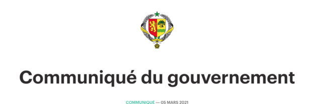 COMMUNIQUE DU GOUVERNEMENT COMMUNIQUE DU GOUVERNEMENT