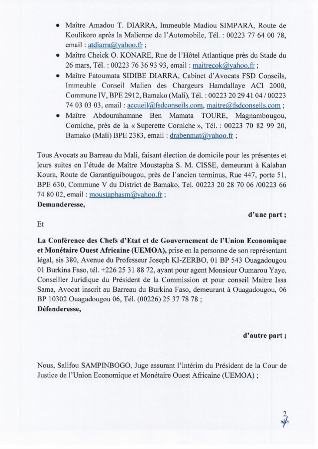 Mali : suspension des sanctions adoptées contre le Mali par les Chefs d’État de l'Uemoa (Document) Mali : suspension des sanctions adoptées contre le Mali par les Chefs d’État de l'Uemoa (Document)