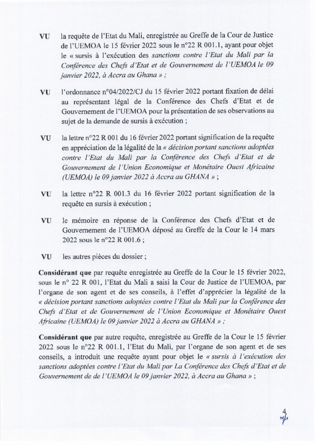 Mali : suspension des sanctions adoptées contre le Mali par les Chefs d’État de l'Uemoa (Document) Mali : suspension des sanctions adoptées contre le Mali par les Chefs d’État de l'Uemoa (Document)