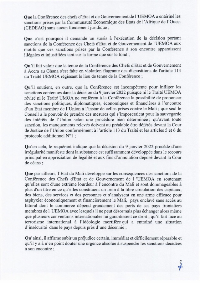 Mali : suspension des sanctions adoptées contre le Mali par les Chefs d’État de l'Uemoa (Document) Mali : suspension des sanctions adoptées contre le Mali par les Chefs d’État de l'Uemoa (Document)