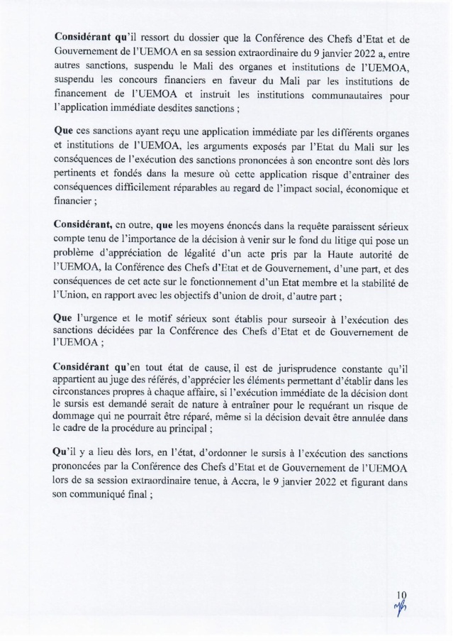Mali : suspension des sanctions adoptées contre le Mali par les Chefs d’État de l'Uemoa (Document) Mali : suspension des sanctions adoptées contre le Mali par les Chefs d’État de l'Uemoa (Document)