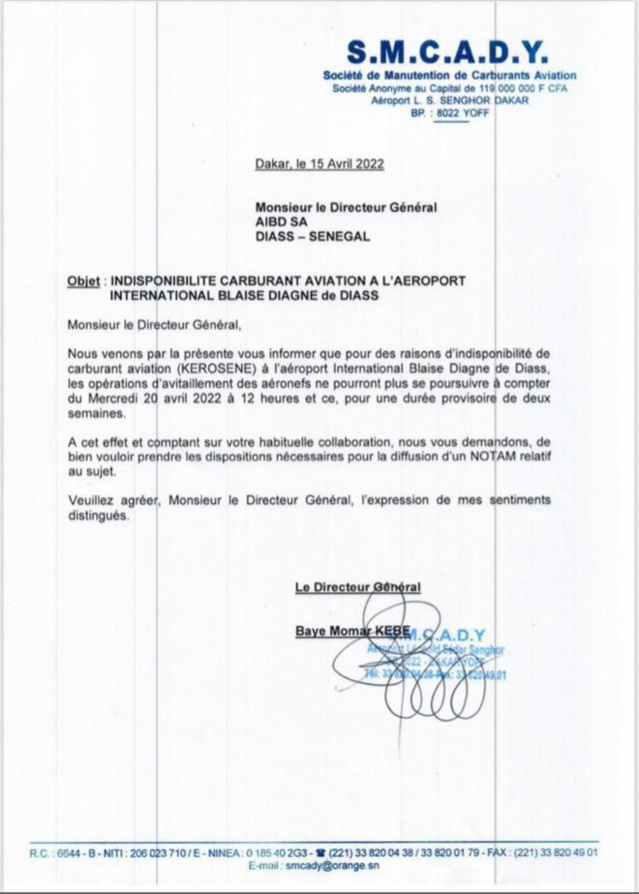Dakar bientôt sans kérosène : Panique à l’AIBD ! Dakar bientôt sans kérosène : Panique à l’AIBD !