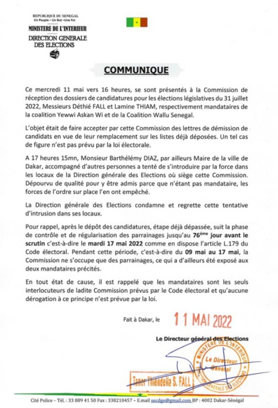 Urgent- Les précisions du Directeur Général des Élections (document) Urgent- Les précisions du Directeur Général des Élections (document)
