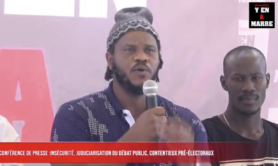 Judiciarisation du débat public : les activistes de « Y'en marre » dénoncent la justice à deux vitesses et demandent la libération immédiate des détenus. Judiciarisation du débat public : les activistes de « Y'en marre » dénoncent la justice à deux vitesses et demandent la libération immédiate des détenus.