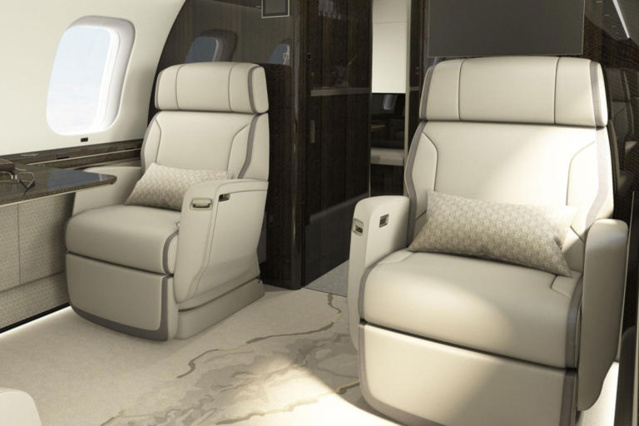 Voici le jet Global 8000 de Bombardier, l'avion le plus rapide depuis le Concorde qui comprend un grand dressing, une cuisine, un coin