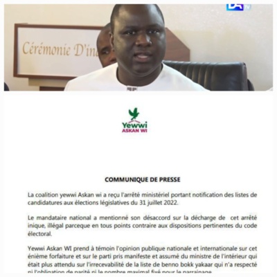 Rejet de sa liste nationale : Le « œil pour œil, dent pour dent » de Yewwi Askan Wi qui compte énergiquement faire face au régime de Macky Sall Rejet de sa liste nationale : Le « œil pour œil, dent pour dent » de Yewwi Askan Wi qui compte énergiquement faire face au régime de Macky Sall