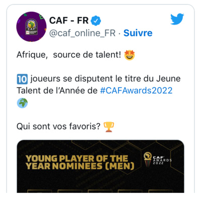 Caf Awards: Pape Matar Sarr nominé dans la catégorie du meilleur jeune joueur africain de l’année Caf Awards: Pape Matar Sarr nominé dans la catégorie du meilleur jeune joueur africain de l’année
