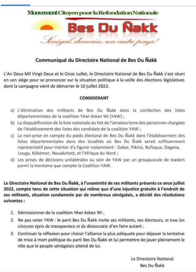 DERNIÈRE MINUTE- Serigne Mansour Sy Diamil quitte la coalition "Yeewi Askanki"