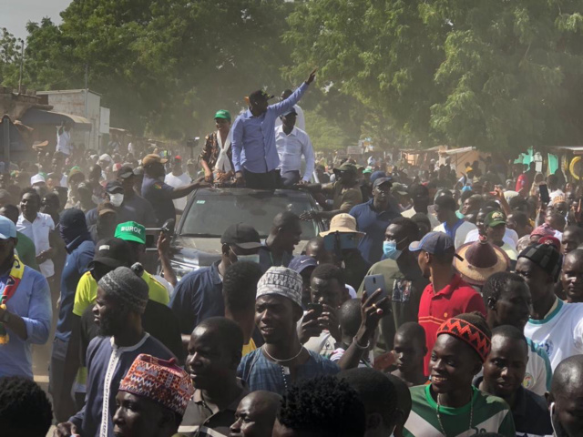 Kaolack : Ousmane Sonko accueilli en grande pompe... Les routes secondaires prises d'assaut par la population (images).