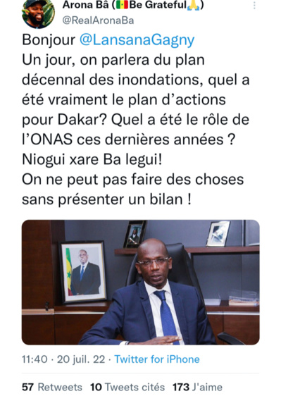 Inondations à Dakar : Lansana G. Sakho invité sur les réseaux sociaux à rendre compte Inondations à Dakar : Lansana G. Sakho invité sur les réseaux sociaux à rendre compte