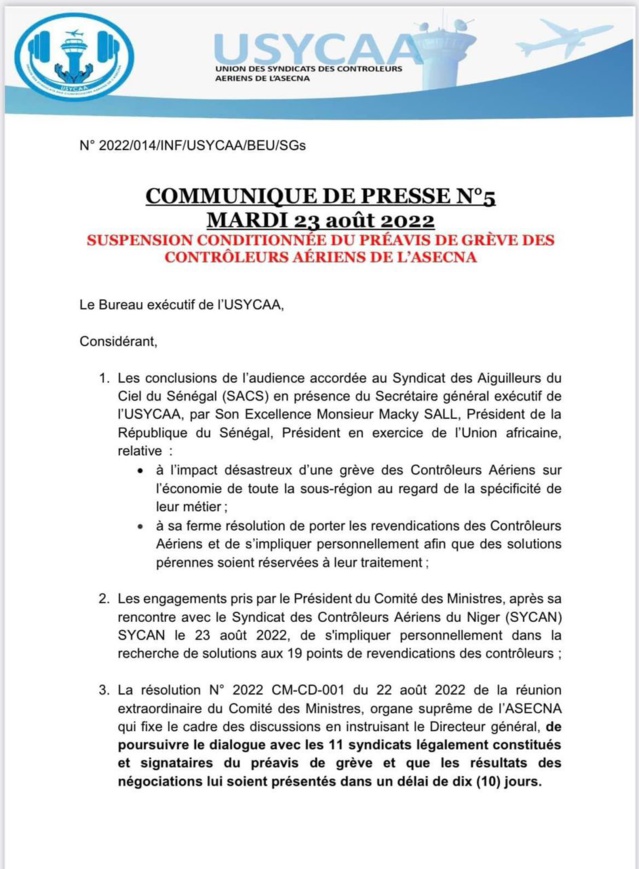 Colère des contrôleurs aériens : Macky Sall désamorce la bombe