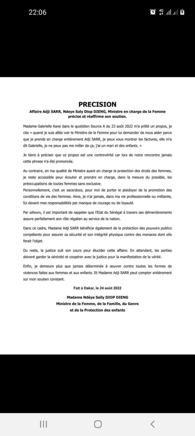 Assistance à Adji Sarr: Hormis la sécurité, elle n'a reçu aucun franc, contrairement aux rumeurs de 200 millions F CFA Assistance à Adji Sarr: Hormis la sécurité, elle n'a reçu aucun franc, contrairement aux rumeurs de 200 millions F CFA