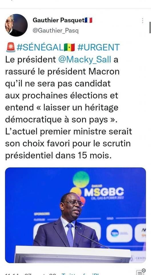 Fake news: Supposé échange entre Macky Sall et Emmanuel Macron sur le 3e mandat Fake news: Supposé échange entre Macky Sall et Emmanuel Macron sur le 3e mandat