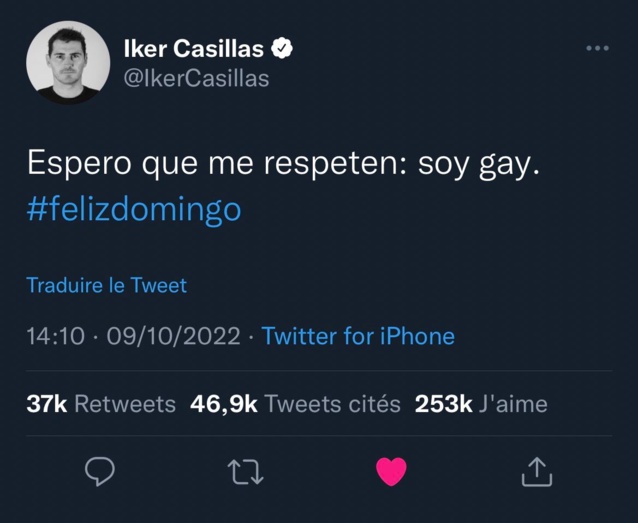 « Je suis gay » : Le coming out d’Iker Casillas qui déchaîne la toile « Je suis gay » : Le coming out d’Iker Casillas qui déchaîne la toile