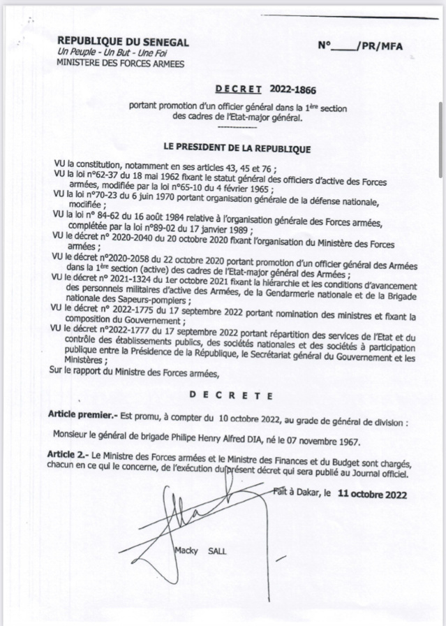 De nouvelles nominations dans les rangs de l’Armée Sénégalaise De nouvelles nominations dans les rangs de l’Armée Sénégalaise