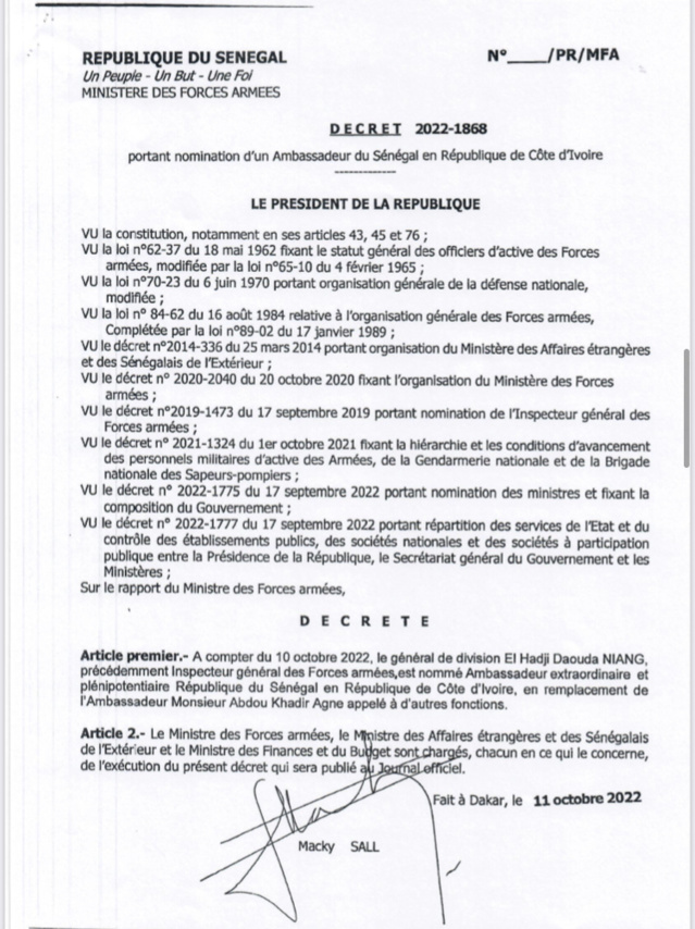 De nouvelles nominations dans les rangs de l’Armée Sénégalaise De nouvelles nominations dans les rangs de l’Armée Sénégalaise