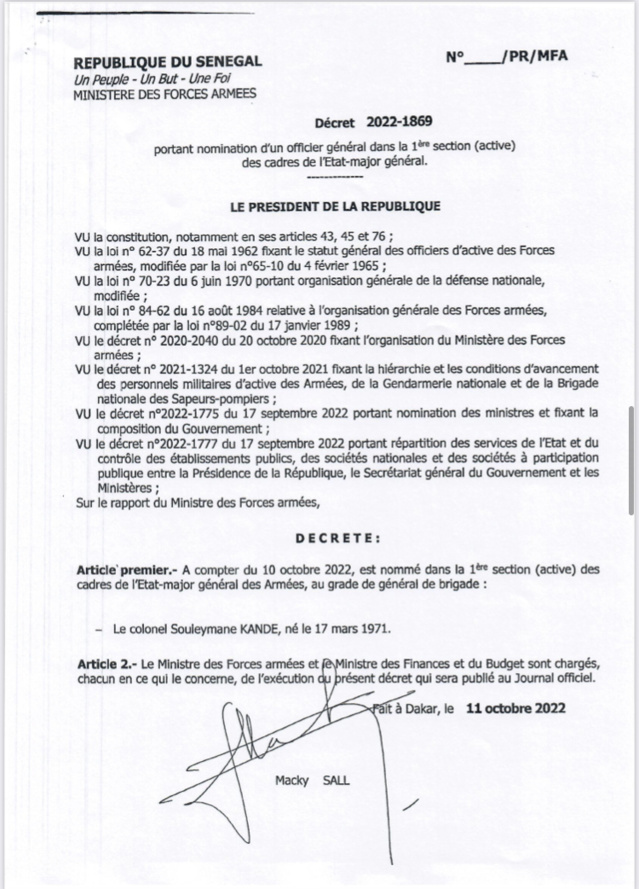De nouvelles nominations dans les rangs de l’Armée Sénégalaise De nouvelles nominations dans les rangs de l’Armée Sénégalaise