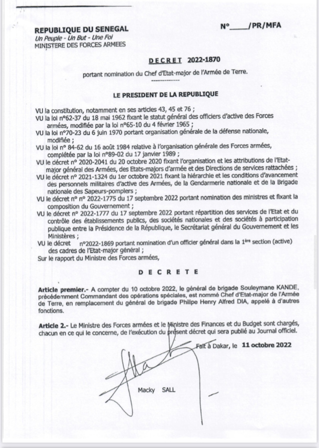 De nouvelles nominations dans les rangs de l’Armée Sénégalaise De nouvelles nominations dans les rangs de l’Armée Sénégalaise