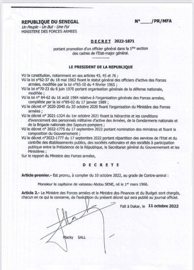 De nouvelles nominations dans les rangs de l’Armée Sénégalaise De nouvelles nominations dans les rangs de l’Armée Sénégalaise