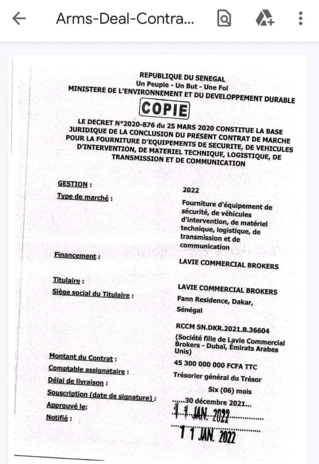 Documents :Voici l'intégralité du contrat d’armement entre l’Etat du Senegal et " Petit Boube "
