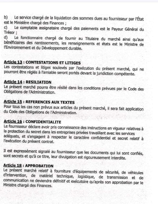 Documents :Voici l'intégralité du contrat d’armement entre l’Etat du Senegal et " Petit Boube "