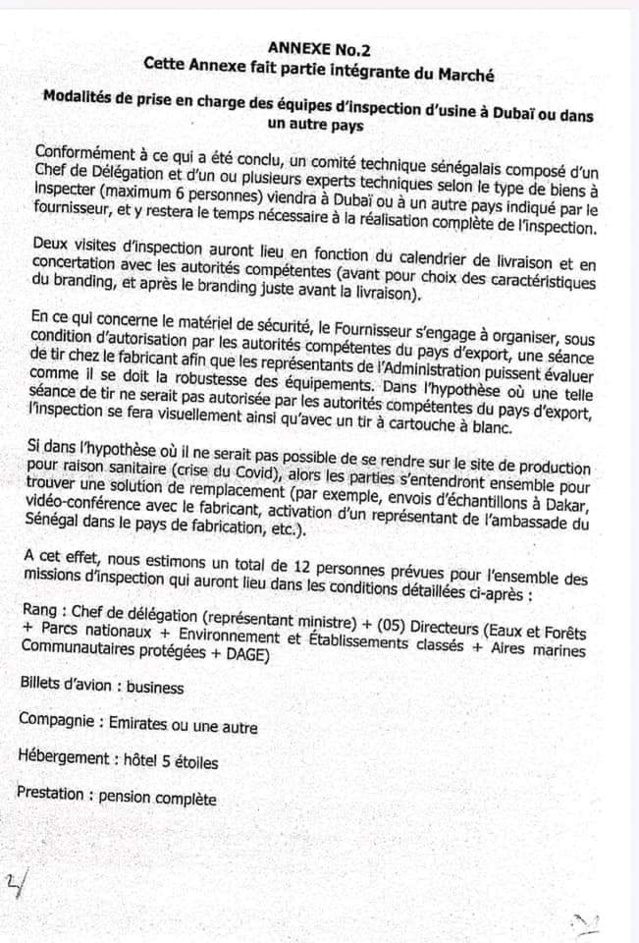 Documents :Voici l'intégralité du contrat d’armement entre l’Etat du Senegal et " Petit Boube "