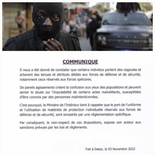 Port d'uniforme et attributs dédiés aux forces de défense et de sécurité : Le ministre de l'intérieur met en garde les auteurs. Port d'uniforme et attributs dédiés aux forces de défense et de sécurité : Le ministre de l'intérieur met en garde les auteurs.