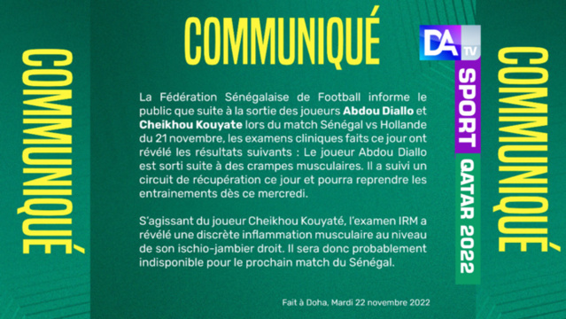 Équipe nationale : La FSF annonce le forfait de Kouyaté contre le Qatar, Abdou Diallo encore incertain…(communiqué)