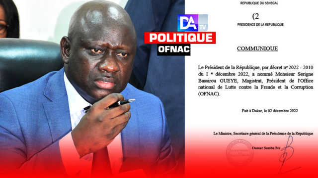 OFNAC : Serigne Bassirou Guèye remplace Seynabou Ndiaye Diakhaté. OFNAC : Serigne Bassirou Guèye remplace Seynabou Ndiaye Diakhaté.