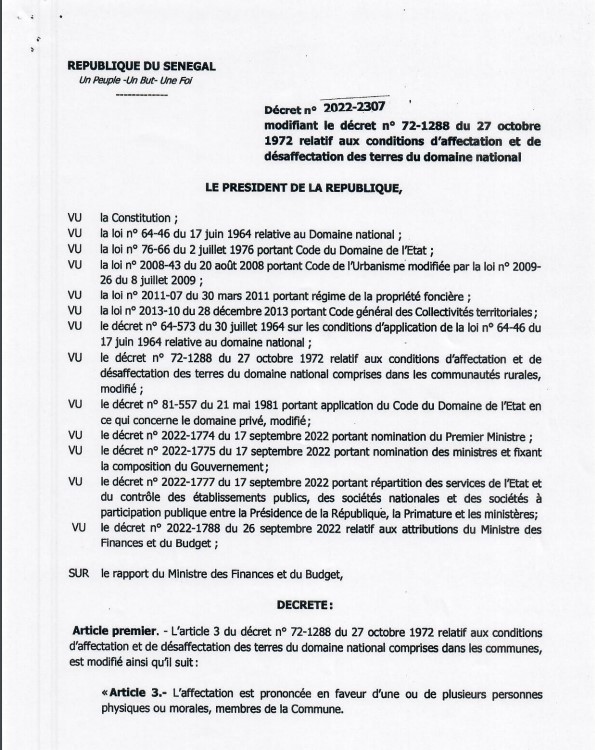 Domaine national : les nouvelles conditions d'affectation et de désaffectation des terres Domaine national : les nouvelles conditions d'affectation et de désaffectation des terres
